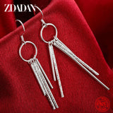 925 Silver Geometric Tassel Earrings Wedding Party Jewelry
