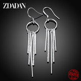 925 Silver Geometric Tassel Earrings Wedding Party Jewelry