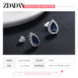 925 Silver Oval Red Crystal Earrings Wedding Jewelry