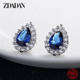 925 Silver Oval Red Crystal Earrings Wedding Jewelry