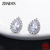 925 Silver Oval Red Crystal Earrings Wedding Jewelry