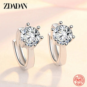 925 Silver Zircon Small Hoop Earrings Wedding Jewelry Gift