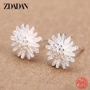 925 Silver Daisy Flower Earrings Women's Engagement Gift