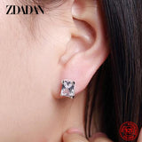 925 Silver Square Zircon Stud Earrings Wedding Jewelry
