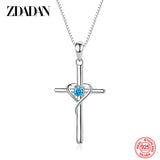 925 Silver Cross Zircon Pendant Necklace for Women