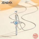 925 Silver Cross Zircon Pendant Necklace for Women
