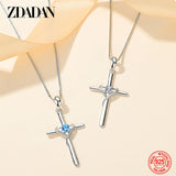 925 Silver Cross Zircon Pendant Necklace for Women