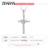925 Silver Cross Zircon Pendant Necklace for Women