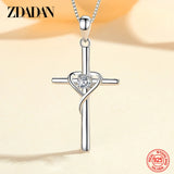 925 Silver Cross Zircon Pendant Necklace for Women