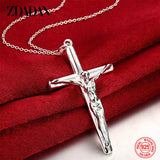 925 Sterling Silver Cross Necklace Chain for Women Men Jewelry Party Gift