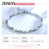 925 Silver Crystal Bracelet Chain Women's Jewelry Gift