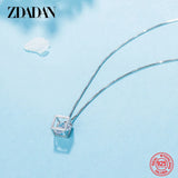 925 Silver Cube Chain Necklace Women Engagement Jewelry