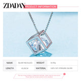 925 Silver Cube Chain Necklace Women Engagement Jewelry