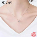 925 Silver Cube Chain Necklace Women Engagement Jewelry