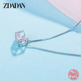 925 Silver Cube Chain Necklace Women Engagement Jewelry