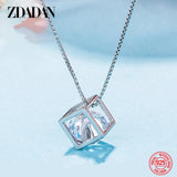 925 Silver Cube Chain Necklace Women Engagement Jewelry