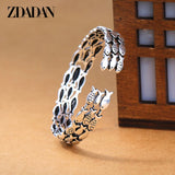 925 Sterling Silver Fish Open Cuff Bracelet for Women Men