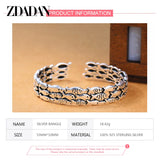 925 Sterling Silver Fish Open Cuff Bracelet for Women Men