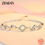 925 Silver Dolphin CZ Bracelet Chain For Women