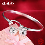 925 Silver Double Balls Bracelet Bangle Women Wedding Jewelry