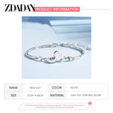 925 Sterling Silver Double Heart Bracelet Wedding Jewelry Gift