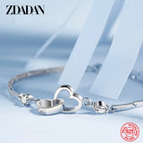 925 Sterling Silver Double Heart Bracelet Wedding Jewelry Gift
