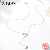 925 Silver Double Heart Chains Necklace Women Wedding Jewelry