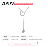 925 Silver Double Heart Chains Necklace Women Wedding Jewelry