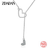 925 Silver Double Heart Chains Necklace Women Wedding Jewelry