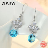 925 Silver Crown CZ Zircon Drop Earrings Wedding Jewelry