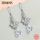 925 Silver Crown CZ Zircon Drop Earrings Wedding Jewelry