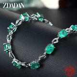 925 Silver Emerald Bracelet Chain Jewelry for Women