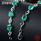 925 Silver Emerald Bracelet Chain Jewelry for Women