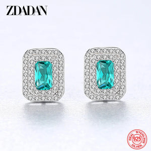 925 Silver Emerald Earring Women Wedding Jewelry
