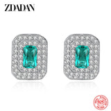 925 Silver Emerald Earring Women Wedding Jewelry