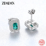 925 Silver Emerald Earring Women Wedding Jewelry