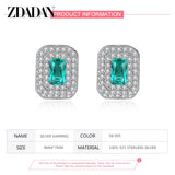 925 Silver Emerald Earring Women Wedding Jewelry
