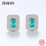 925 Silver Emerald Earring Women Wedding Jewelry