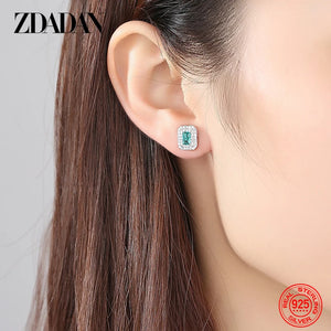 925 Silver Emerald Earring Women Wedding Jewelry