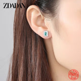 925 Silver Emerald Earring Women Wedding Jewelry