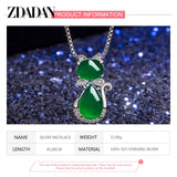 925 Sterling Silver Emerald Necklace Zircon Box Chain Jewelry