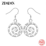 925 Sterling Silver Circle Spiral Earring Women Wedding Jewelry
