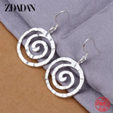 925 Sterling Silver Circle Spiral Earring Women Wedding Jewelry