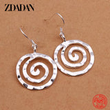 925 Sterling Silver Circle Spiral Earring Women Wedding Jewelry