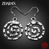925 Sterling Silver Circle Spiral Earring Women Wedding Jewelry