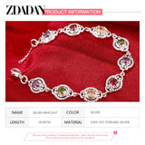 925 Silver Crystal Charm Bracelet Bangle Women