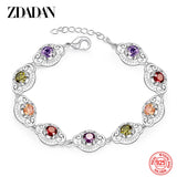 925 Silver Crystal Charm Bracelet Bangle Women