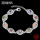 925 Silver Crystal Charm Bracelet Bangle Women