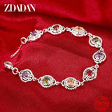 925 Silver Crystal Charm Bracelet Bangle Women