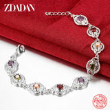 925 Silver Crystal Charm Bracelet Bangle Women